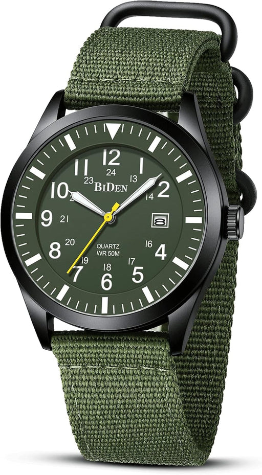 Mens Watches Military Watches for Men Analogue Quartz Waterproof Wrist Watches for Men Date Display Nylon Army Tactical Sports Minimalist Watches