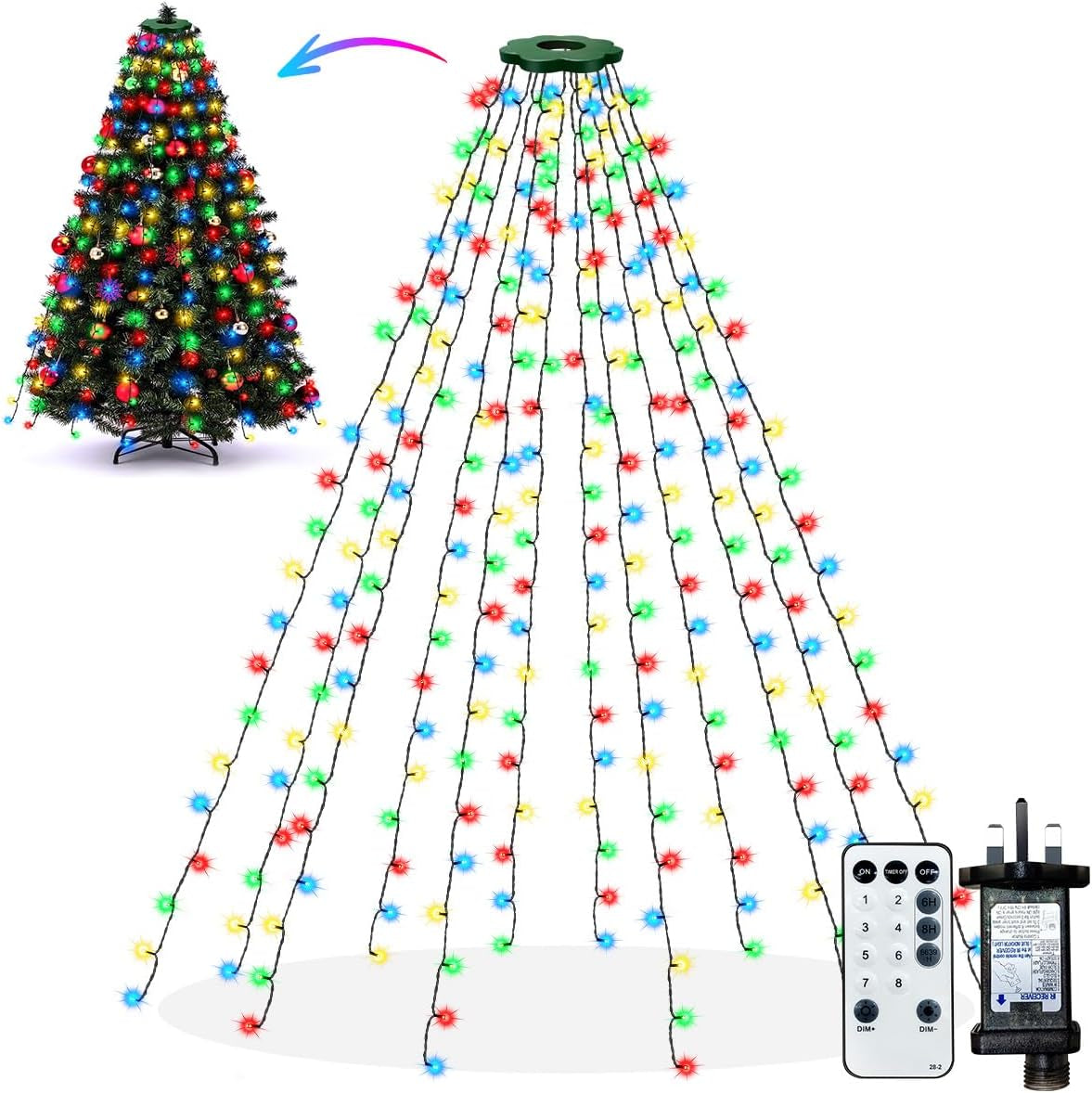 Christmas Tree Lights 2M X 12 Strands, LED Fairy Lights Multicolor