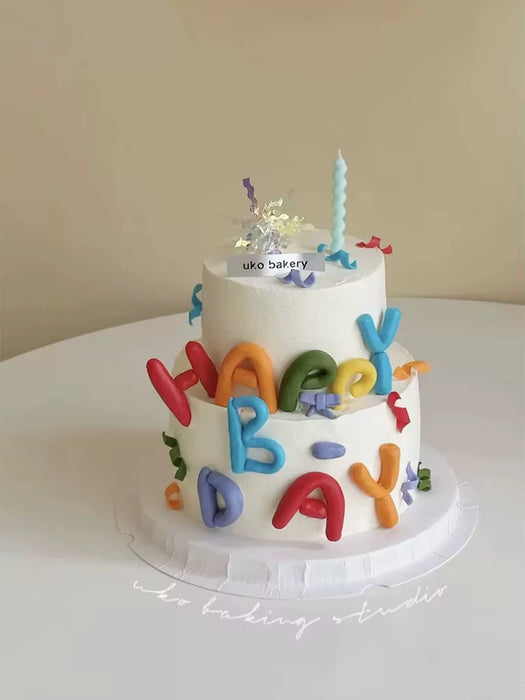 Ins Style Colorful Happy Birthday Letter Soft Gum Cake Decoration Candy Color Cake Topper Children'S Party Supplies Gifts