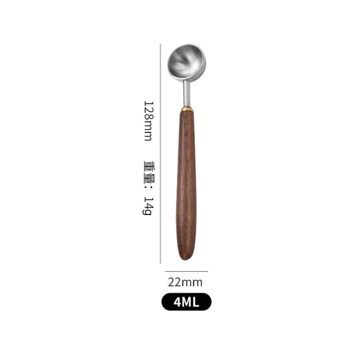 25Ml Wooden Handle Stainless Steel Coffee Scoop Tablespoon Measuring Spoon Walnut Wood Long Handle Coffee Spoons Cafe Decoration