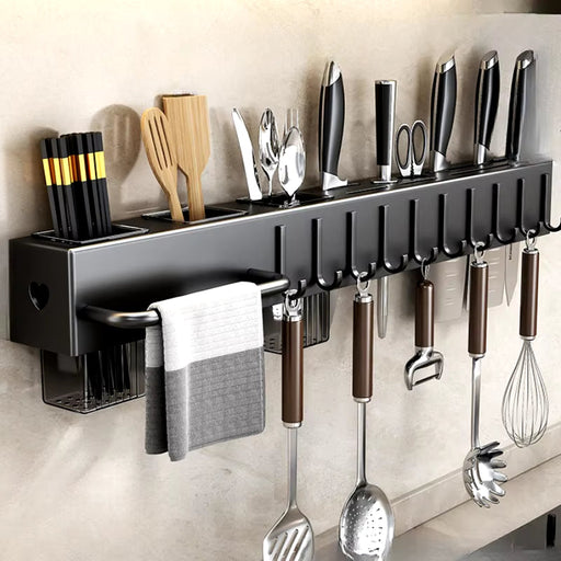 Kitchen Organizer Knife Rack Storage Box Household Knife Rack Spoon & Chopstick Holder No Hole Required Hanging Storage Box