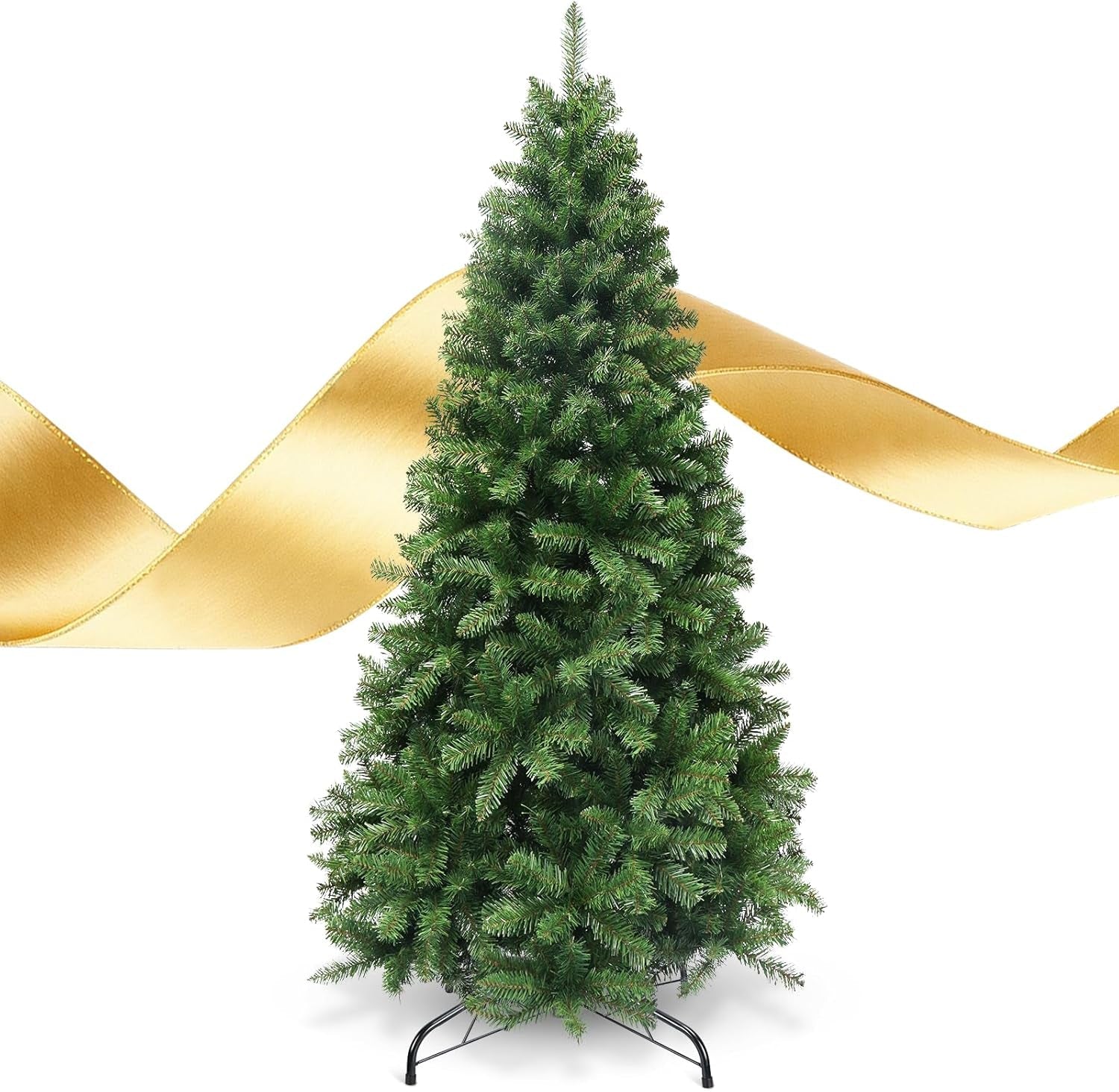 Christmas Tree 6FT – 800 Tips Full & Realistic Green Xmas Tree with PVC Branches, Metal Stand – Christmas Tree for or Home, Office, Shops and Hotels (180 Cm, Green)