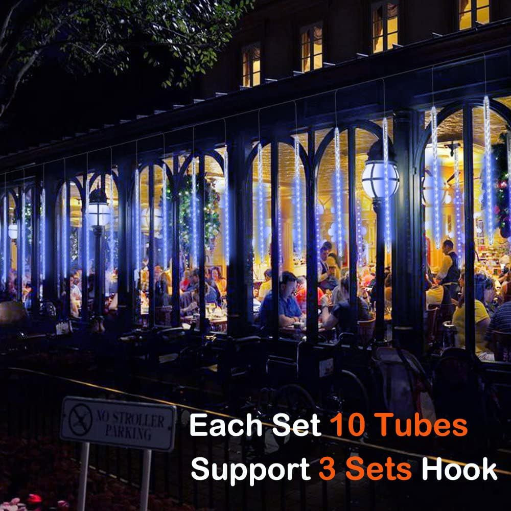 Christmas Lights Outdoor, Meteor Shower Lights 30Cm/12Inch 10 Spiral Tubes