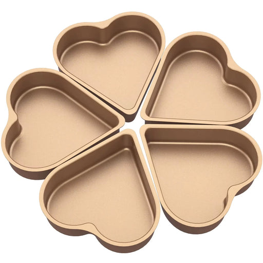 5Pcs Mini Cake Mould Heart Shaped Cake Pan Non-Stick Pudding Cake Cup Reusable Mousse Pastry Baking Mold for Kitchen Bakeware