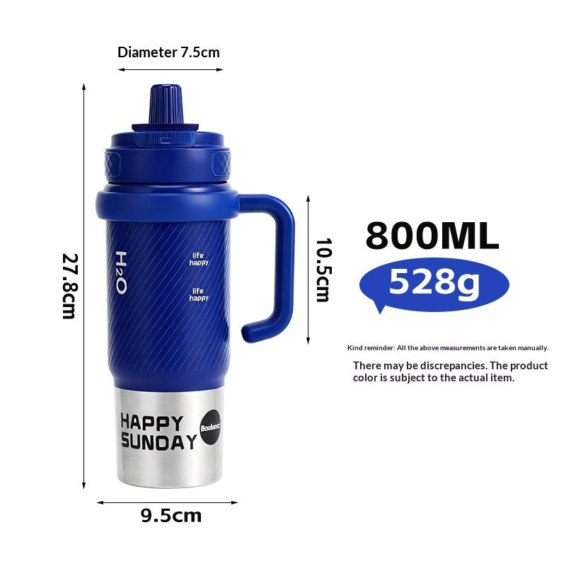 Ceramic-liner Insulated Mug Stainless-Steel Straw Ice-Resistant Bottle Large-Capacity Cup