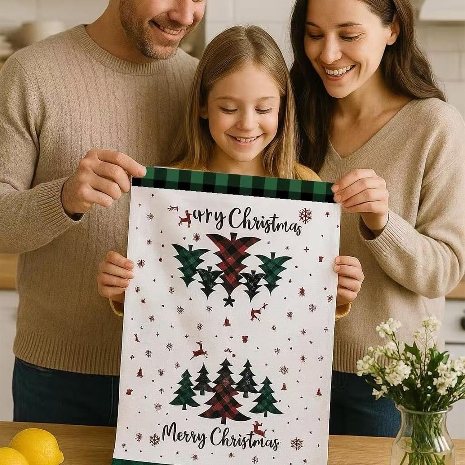 5PCS Christmas Tea Towels,Christmas Tea Towels for Kitchen, Winter Absorbent Dish Towel Housewarming Animal Decorative Hand Towel for Dining Home, Kitchen Decor (30 * 36Cm)