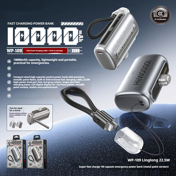 Mobile Phone Fast-charging Power Bank With Built-in Cable