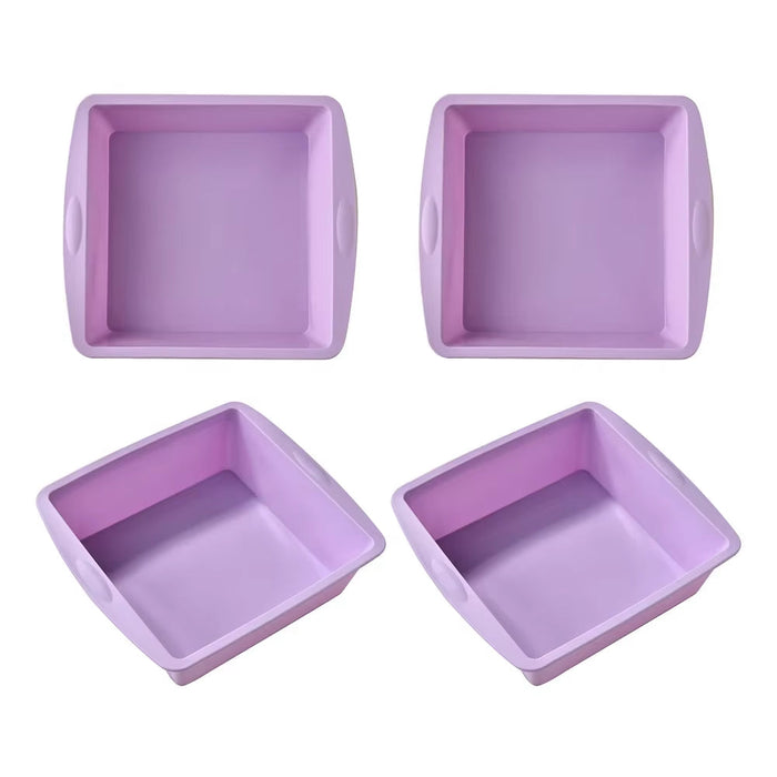 1/4Pcs Silicone Square Cake Plate Non-Stick Brownie Pot with Anti-Slip Handle Oven and Air Fryer Safe Perfect for Baking Cakes