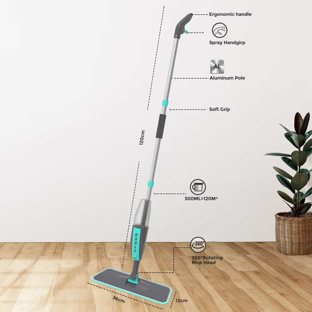 Magic Floor Cleaning Sweeper Brooms with Microfiber Pads 360° Rotation Flat Spray Floor Mop Broom for Cleaning Home Spin Mop