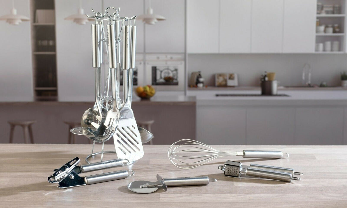 Russell Hobbs 10 Piece Kitchen Utensils & Tool Set with Stand Stainless Steel