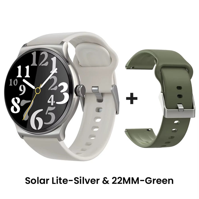 Solar Lite Smart Watch 1.38" Display Bluetooth 5.3 100+ Watch Faces Spo2 Heart Rate Monitor 20 Days Endurance Smartwatch