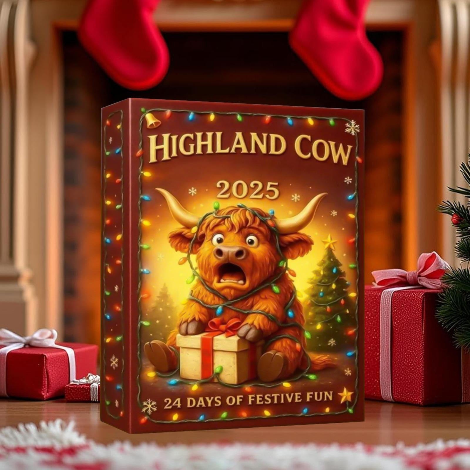 2026 Highland Cow 2D Acrylic Advent Calendar Gift 24 Days Christmas Countdown