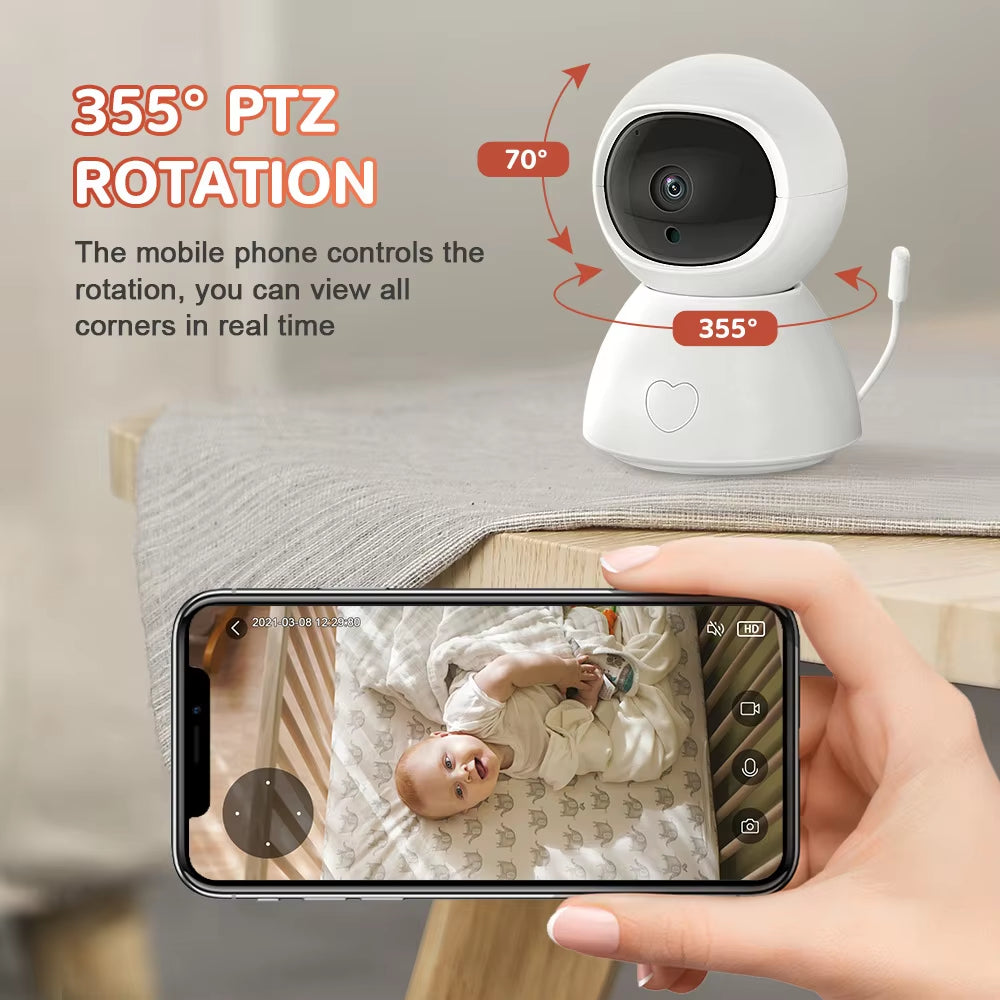 Tuya Smartlife App Baby Monitor Detect Temperature 1080P Mini IP Wifi Built-In Lullaby CCTV PZT Babyphone Baby Camera