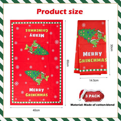 Christmas Tea Towels Kitchen Pack of 3 Pack - 40X60Cm Festive Waffle Weave Dish Cloths - Funny Xmas Kitchen Towel Set for Merry Xmas New Year Party Seasonal Home Decorations