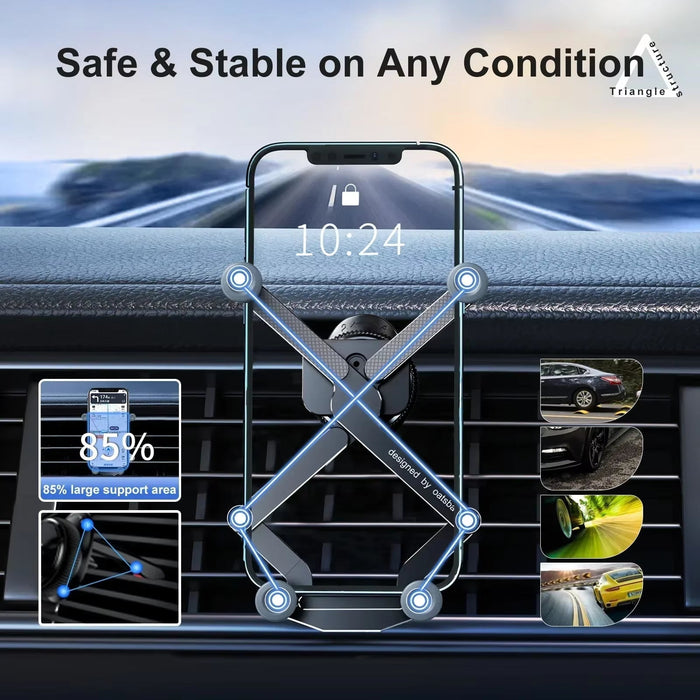 Gravity Car Phone Holder 360 Degree Rotatable Invisible Alloy Car Mount Air Vent Dashboard Gravity Mount GPS Stand Cell Support