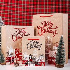 12Pack Christmas Gift Bags Sets,3 Assorted Sizes,4 Design
