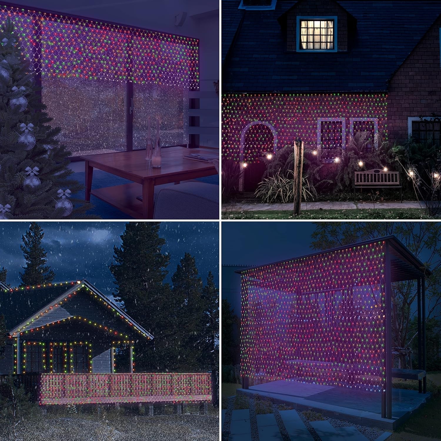 77820 180 LED Multi-Coloured Christmas Net Lights/Curtain Style Window Lights / 8 Different Modes/Mains Powered/Indoor and Outdoor / 1.8 X 1.2M