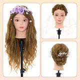 Neverland Beauty 24 Inch 60% Real Human Hair Training Head Hairdressing Cosmetology Mannequin Head with Makeup Function + Braid Set