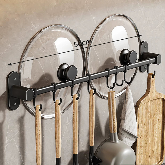 1 Piece Kitchen Facilities Storage Kitchen Pot Cover Knives and Other Kitchen Supplies Wall-Mounted Closet Rack with Hooks