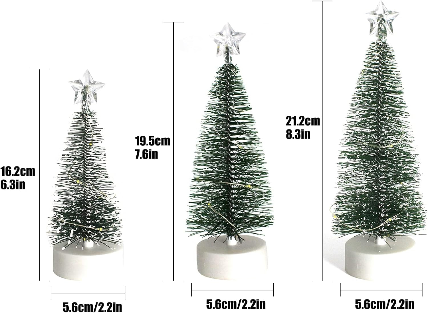 3 Pcs Tabletop Christmas Tree with Lights Mini Artificial Xmas Tree with LED String Lights Christmas Party Decoration Miniature Table Ornaments Home Office Tabletop Decor Mini Desk Top Christmas Tree