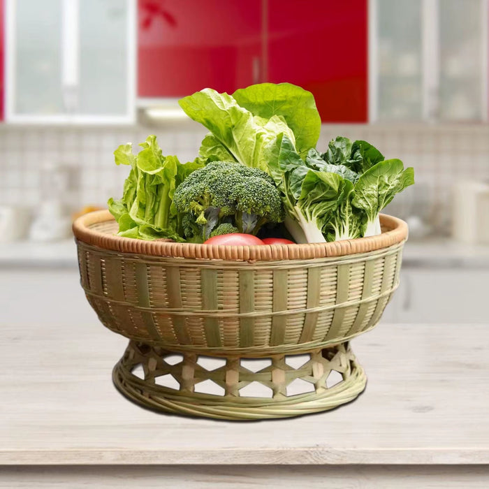 Bamboo Bread Basket Woven Fruit Basket Versatile Lightweight Storage Basket Woven Bowl Basket for Desktop Bedroom Closet