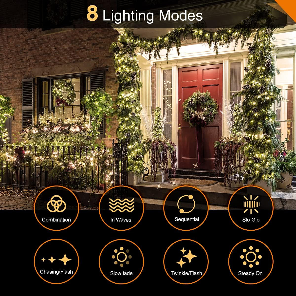 Christmas Lights 100 LED 10M, Warm White, Mains Powered Clear Cable