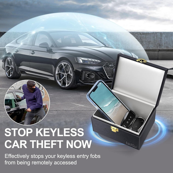 Faraday Box and Pouch 2 Pack, Keyless Entry Car Key Safe Protector,Anti-Theft Signal Blocking Cages