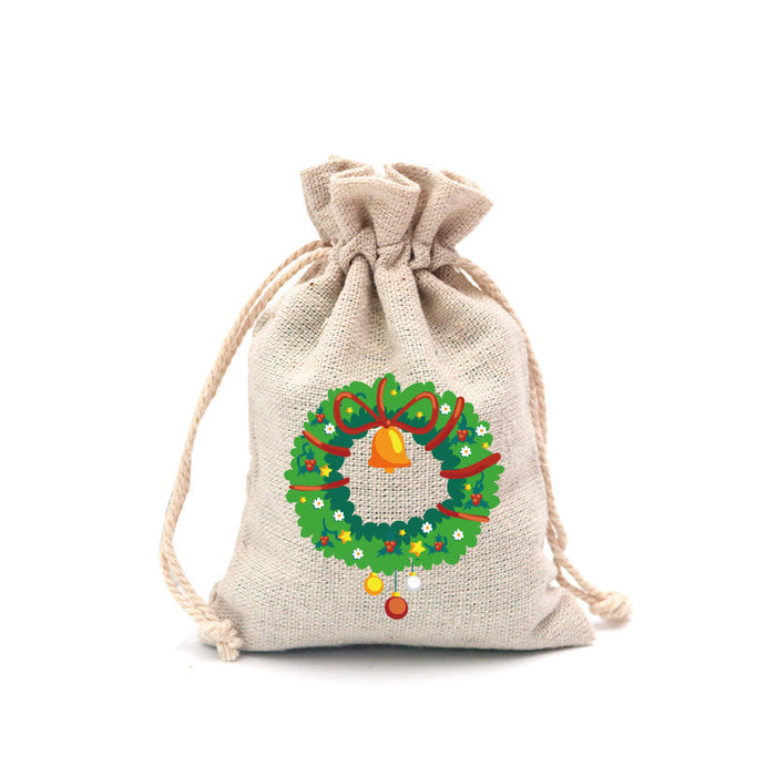 Christmas Cotton Drawstring Colorful Cartoon Gift Bag