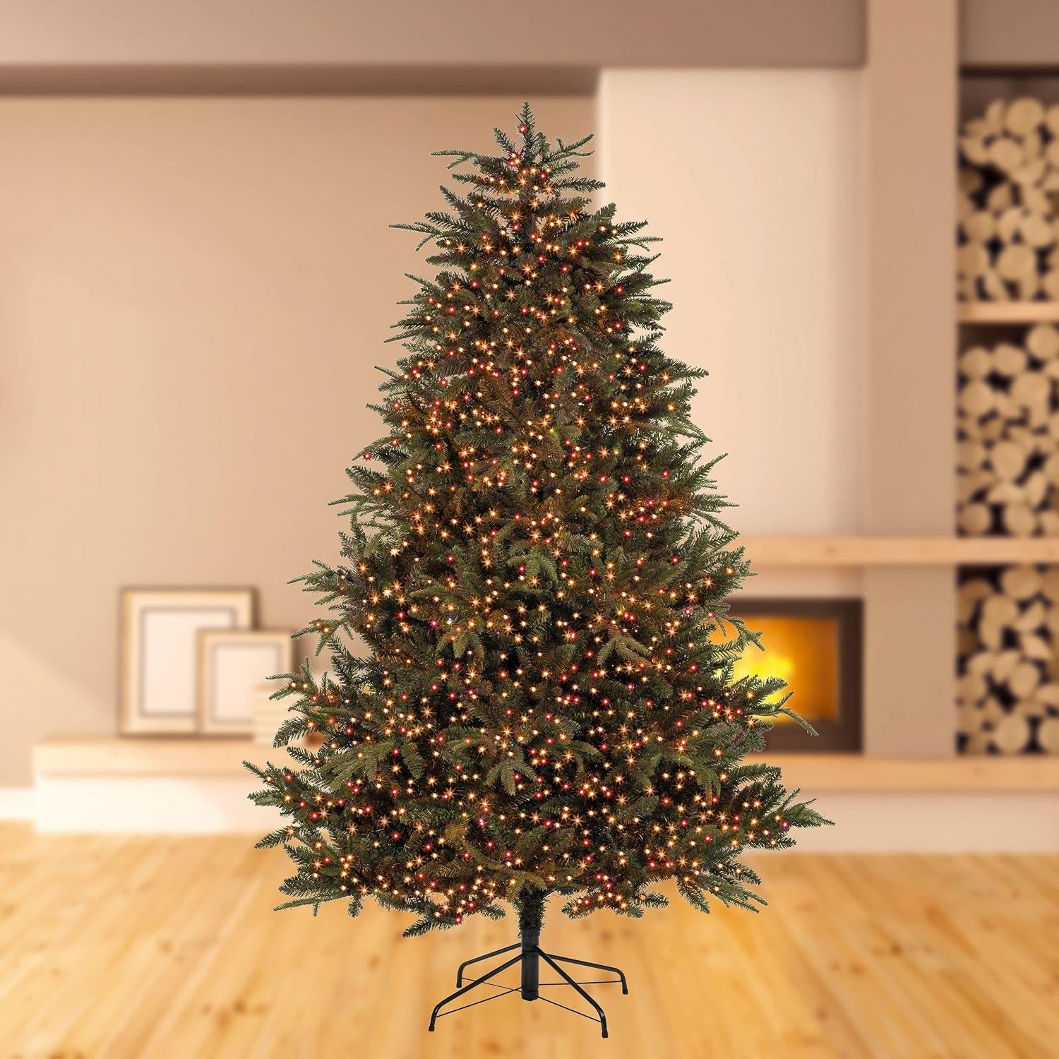 1000 LED 25M  Treebrights Christmas Tree Lights Timer Red & Vintage Gold