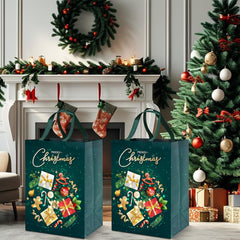 Large Christmas Gifts Bags 4Pcs,41 * 30 * 18 Christmas Presents Bags,Gold Green Xmas Bags for Presents