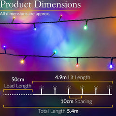 Christmas Fairy Lights, Battery Operated, 50 Leds, Multi-Coloured