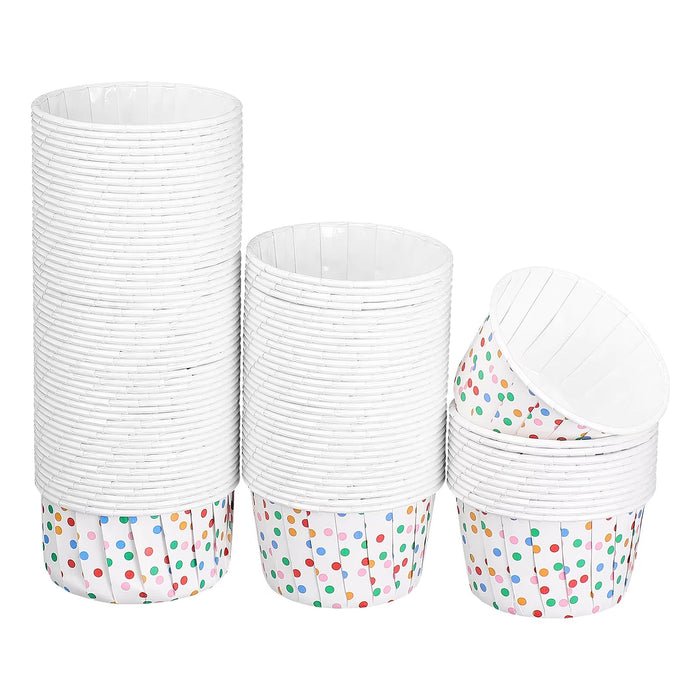 Cabilock 100Pcs Disposable Ice Cream Cups Dessert Bowls Dot Paper Cups Party Supplies