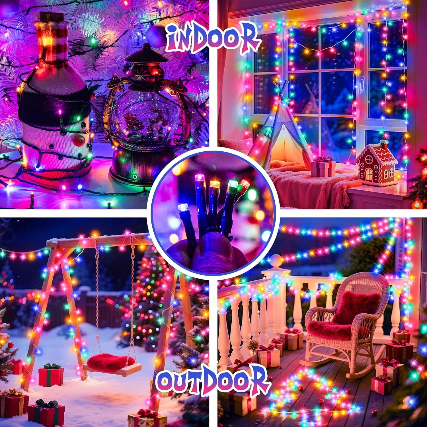 Fairy Lights Battery Operated 5M 50Leds 2Pack, Multicoloured Battery Fairy Lights with Timer, Waterproof for Garden Christmas Bedroom Indoor Outdoor Xmas Tree Decorations