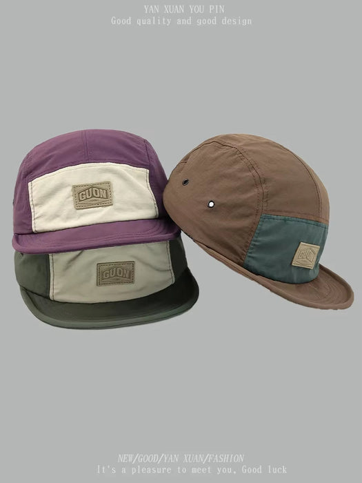 Short Brim Retro Five-Piece Hat Men'S Color Matching Outdoor Cap Women'S Quick-Drying Hat Summer Baseball Cap