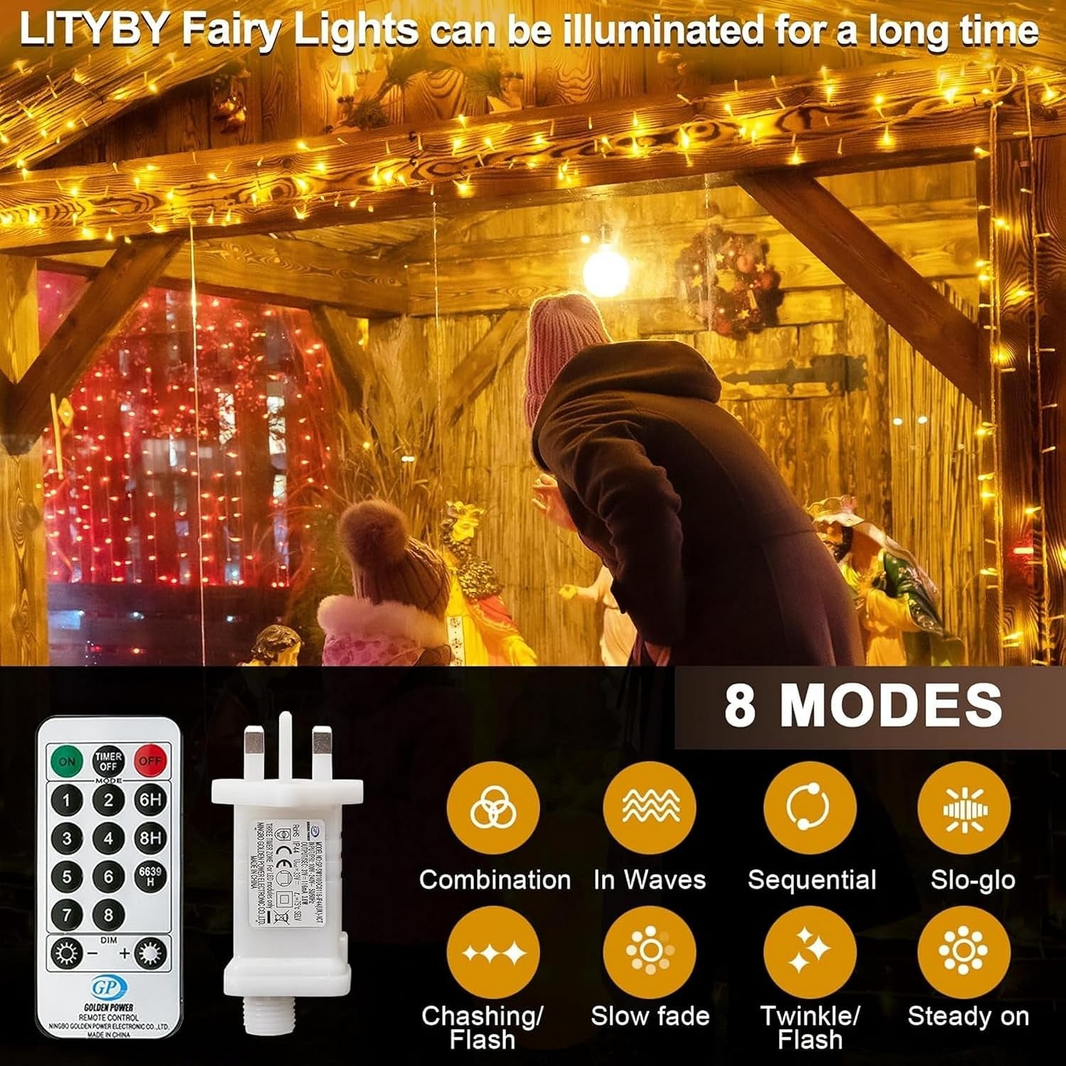 Fairy Lights Plug in Waterproof,120Led String Lights Main Powered