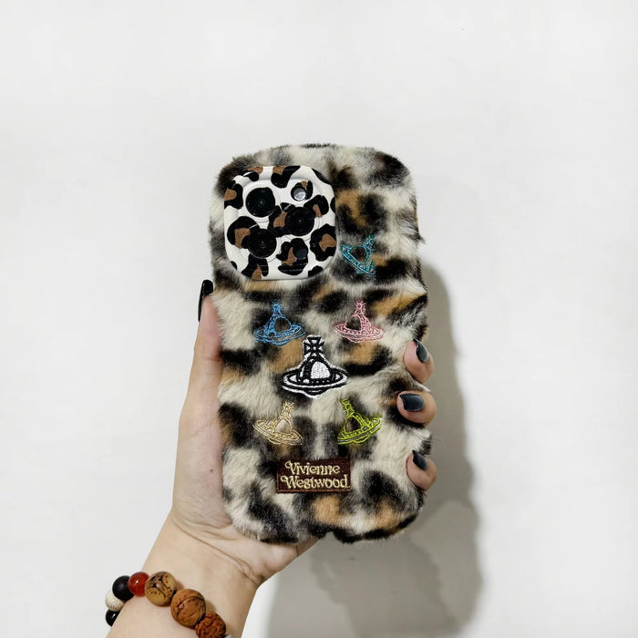 Autumn Winter New Leopard Plush Phone Case for Iphone 16 15 14 13 12 11 Pro Max