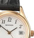 Womens 27Mm Robinson Analogue 3 Hand Classic Quartz Watch Gold Case with White Dial Date Window and Black Leather Strap 30M Water Resistant
