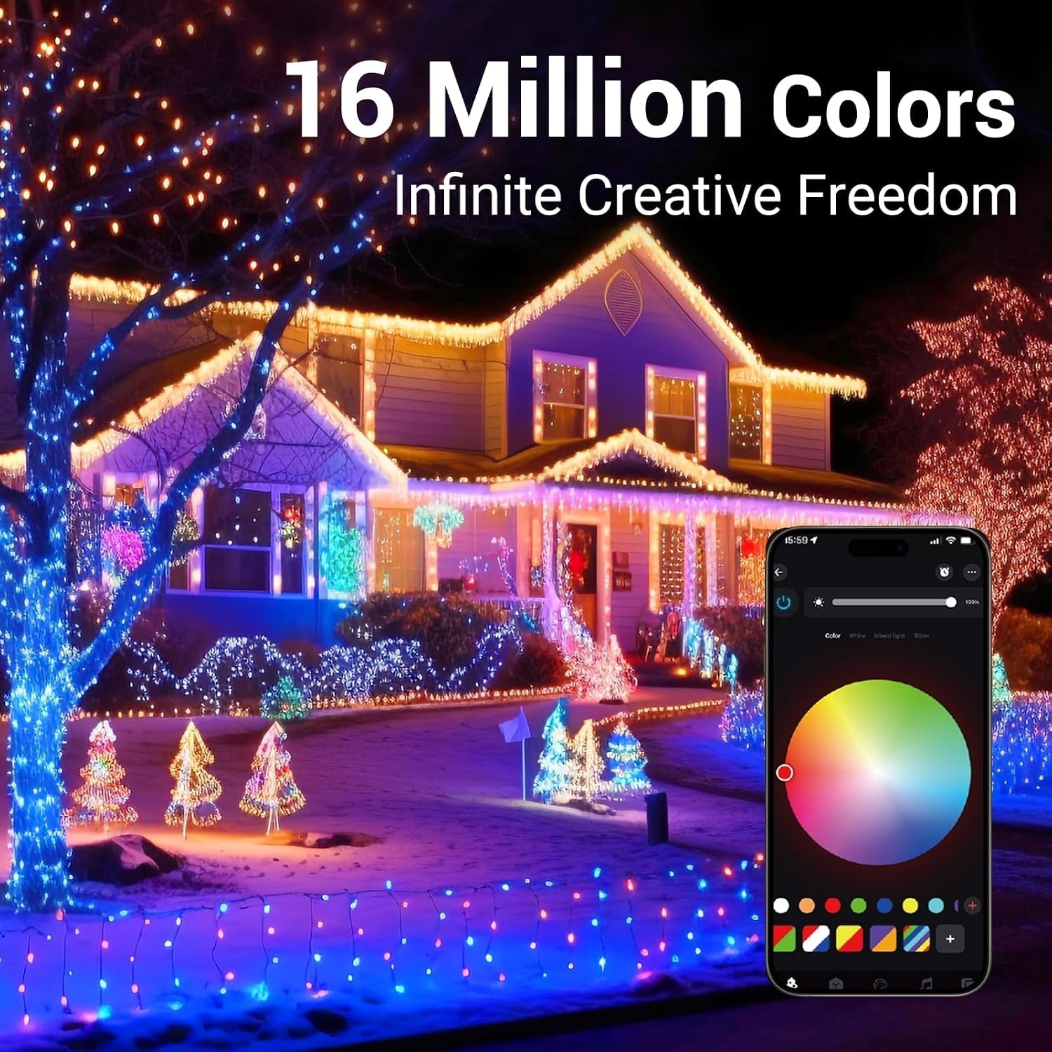 30M 300Leds Christmas String LED Lights,Rgb App Control Smart Light