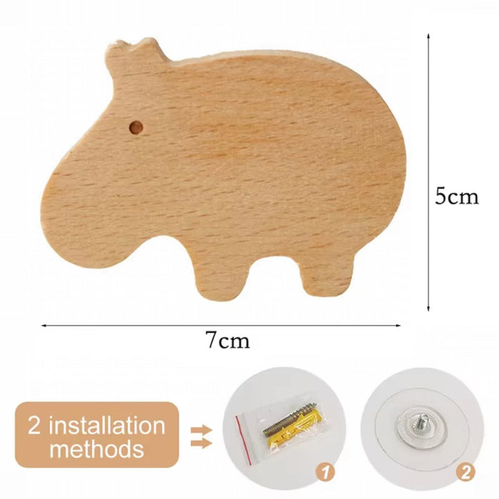 1Pcs Animal Wooden Hooks Cute Room Decor Hook Wall Keychain Coat Hook Home Door Wood Hook Hanger Kitchen Accessories Gadget