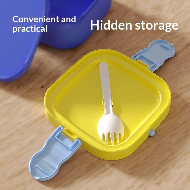 Childrens Portable Double-Layer Lunch Box With Handles For Picnics And Camping