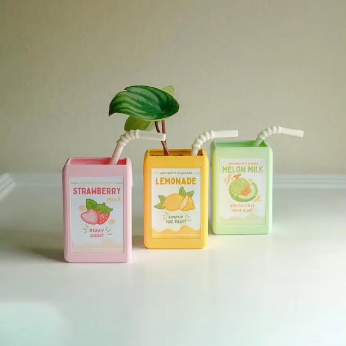 Cool Vase Milk Vase Cute Planter with Juice Box Design Good Decorative Effect for Pen Container Storage Box Floral Pot Decor