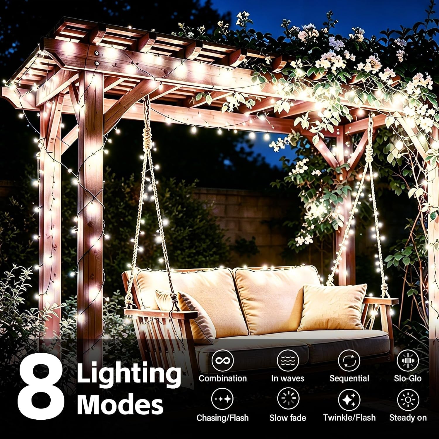 Battery Fairy Lights, 20M 200 Leds Cool White Christmas Lights