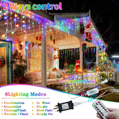 3 In1 Icicle Outdoor Christmas Lights, 20+5M/82Ft 660 LED Outdoor Fairy Light Plug In, Waterproof String Lights with 8 Modes and Dimmable for Porch, Deck, Garden, Backyard, Balcony Decorations