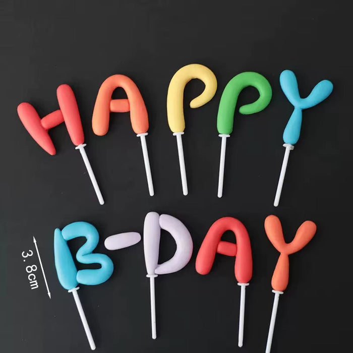 Ins Style Colorful Happy Birthday Letter Soft Gum Cake Decoration Candy Color Cake Topper Children'S Party Supplies Gifts