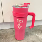 '-Copo De Agua Rosa Barbie Serie Para Meninas Grande Capacidade Palha Bling De Aco Gigante Tendencia Presente De Aniversari