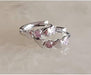 Double Love Heart Cubic Zirconia Sleeper Small Hoop Earrings for Women Teen Girls Sterling Silver Cartilage Tiny Cute Huggie Hoops Hypoallergenic for Sensitive Ear Pink CZ