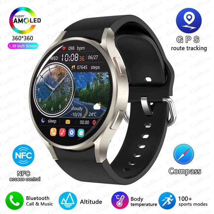 New for Samsung Galaxy Watch 6 Classic Smartwatch Men AMOLED HD Screen Voice Assistant Bluetooth Call NFC Smart Watch for Women