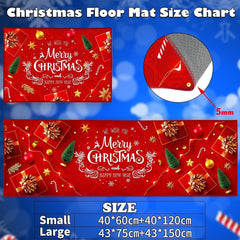 Christmas Rug Set Christmas Indoor Floor Red Rug, Xmas Door Mat Runner Rug Mat for Kitchen Home Decor Washable Runner. (Style B, 43X150+43X75Cm)