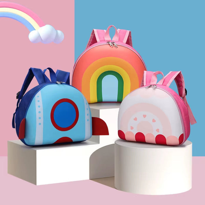 Rainbow Semi-Circular Children'S Waterproof Backpack Kindergarten Bag 3-5 Years Old Boys and Girls Cute Rucksack Kids Accessory