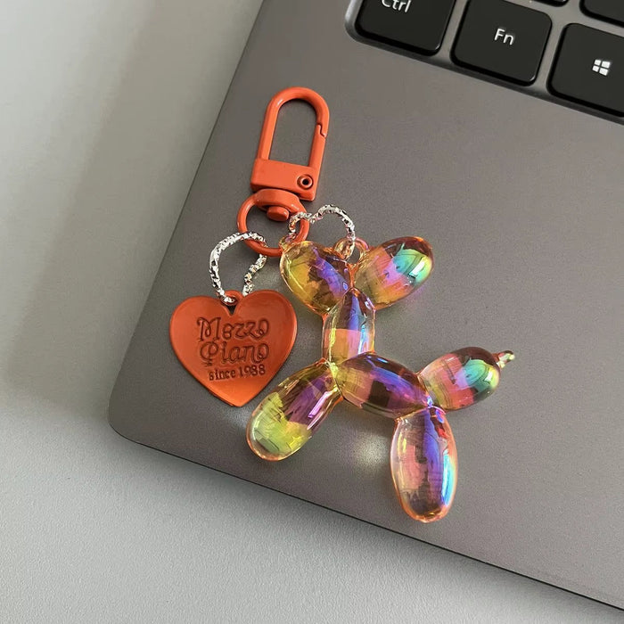 Bling Kawaii Cartoon Balloon Dog Keychain Key Ring for Women Men New Colorful Cute Bag Car Pendant Decoration Holder Accessories